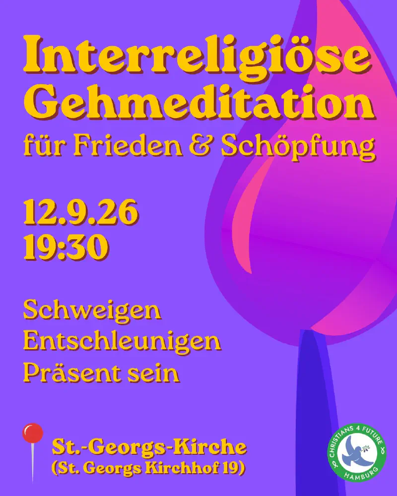 Sharepic in pink-blau mit dem Inhalt, der auch im Post steht. Die Schrift ist gelb gehalten und man sieht eine stilisierte Flamme.